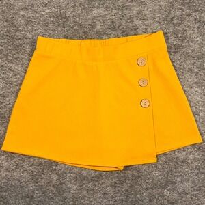 Haute Monde Wrap Front Skort Womens Large Mustard Yellow Mini Skirt Boho Chic